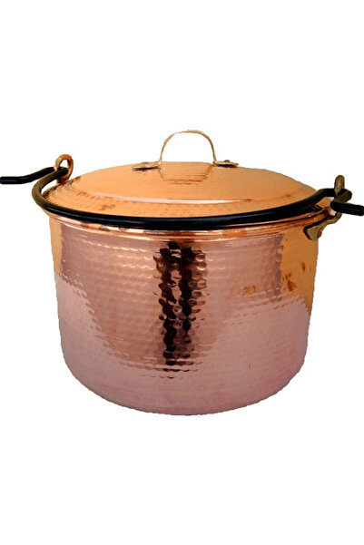 Destilatori Χάλκινη κατσαρόλα 40 λίτρων με καπάκι και λαβή από σφυρήλατο σίδε...