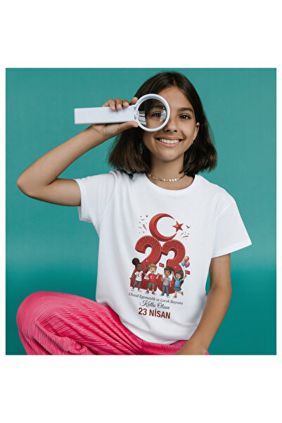ALPŞAN TİCARET Μπλουζάκι 23 Απριλίου Μπλουζάκι 23 Απριλίου Λευκό μπλουζάκι γι...