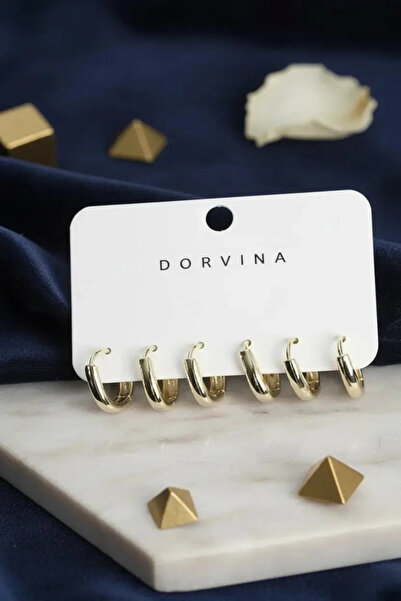 Dorvina طقم أقراط نسائية من النحاس باللون الذهبي، مجوهرات مقاومة للصدأ