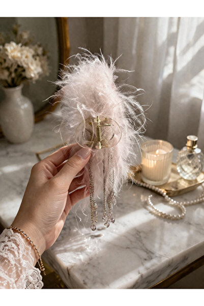 Bymiel Women's Hair Clip with Feather and Stone Detail – Elegant Crystal Dang...
