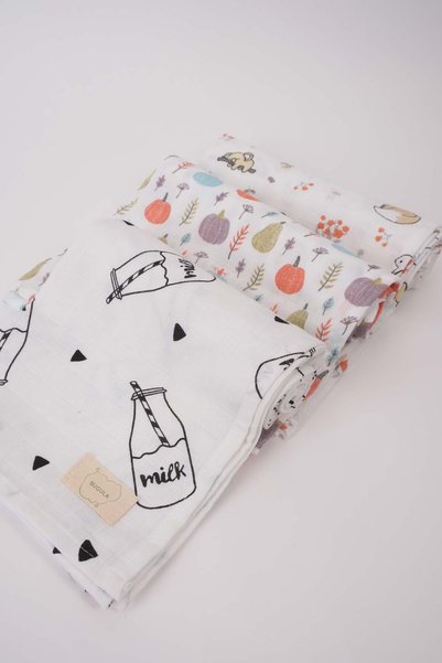 Bugula Muslin Baby Blanket 110X110Cm Rainbow Pattern Single Layer Muslin Newborn Swaddle