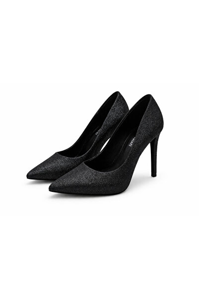 Diva Exclusive Fashion Pantofi stiletto damă negri cu material ușor glitterat...