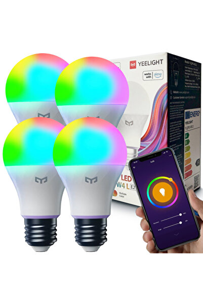 Yeelight W4 Lite E27 WiFi Смарт крушки – Комплект от 4 броя, RGB, 806lm, Глас...