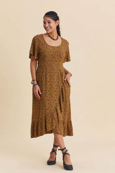 Los banditos Φόρεμα με λαιμόκοψη U και διπλό στρίφωμα, καθημερινό φόρεμα