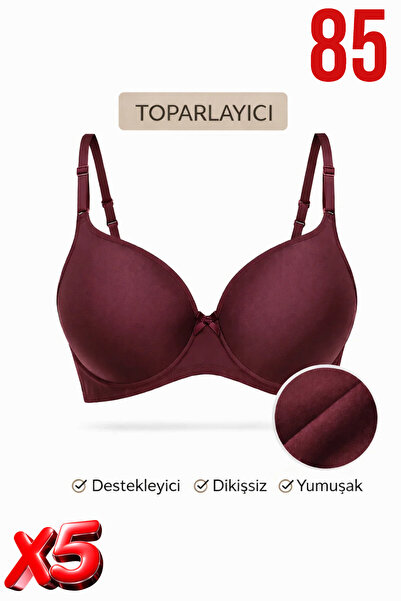 PRUSA İÇ GİYİM Women's Padded (Supported) Underwire Gathering Bra in Burgundy...