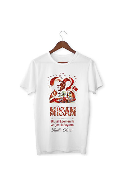 ALPŞAN TİCARET Μπλουζάκια 23 Απριλίου Μπλουζάκι 23 Απριλίου Λευκό μπλουζάκι γ...