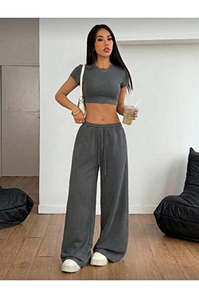 Le Vion Women's Wide Leg Sweatpants Baggy Oversize Loose High Waist Comfortab...