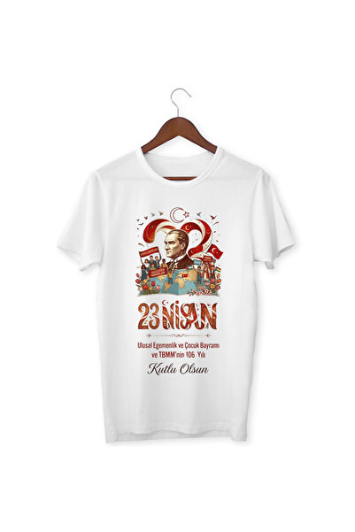 ALPŞAN TİCARET Μπλουζάκια 23 Απριλίου Μπλουζάκι 23 Απριλίου Λευκό μπλουζάκι γ...