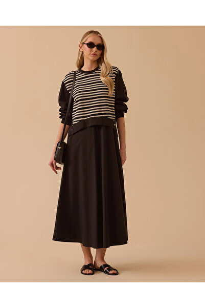 SEÇİL ÇİFT KATMANLI CEPLİ ELBİSE