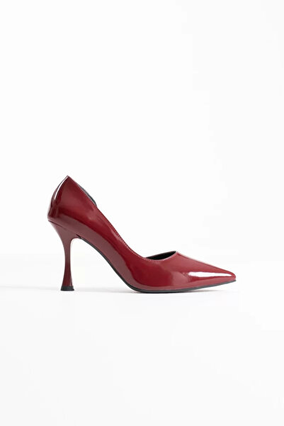 Generic Brand Women's Burgundy Patent Leather Heeled Shoes Tr08Ms45K