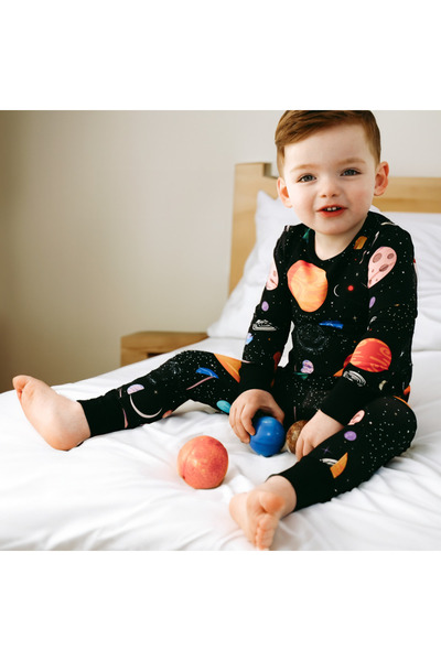 Zipster Pijama din 2 piese, material din bambus, - Galaxie, Negru cu model cu...