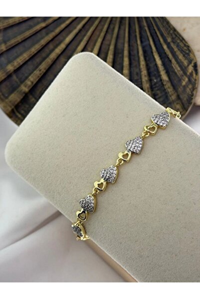 BYYEŞO Two Color Row Heart Detail Steel Bracelet