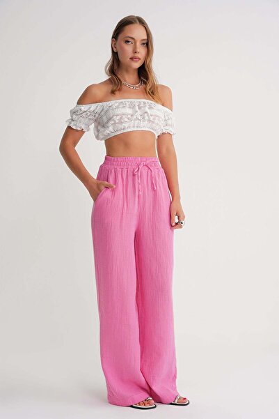 ikomteks Comfortable Fit Muslin Palazzo Trousers