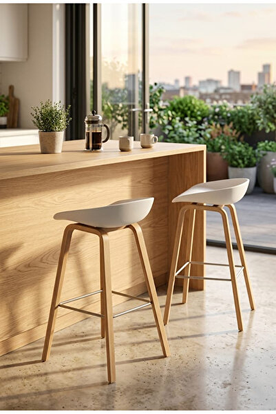 TrentonGCC كرسي بار حديث أبيض، طقم من قطعتين