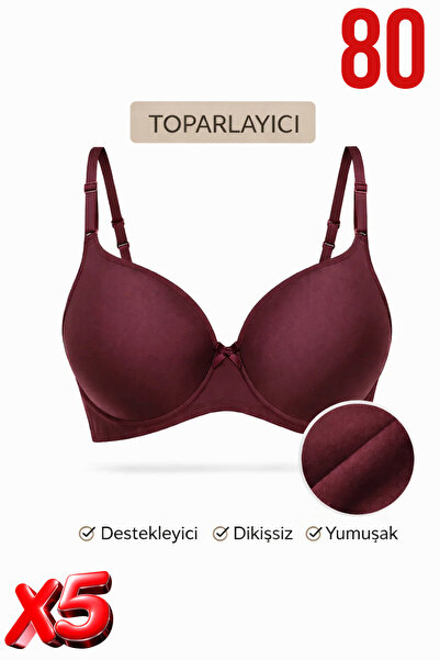 PRUSA İÇ GİYİM Women's Padded (Supported) Underwire Gathering Bra in Burgundy...