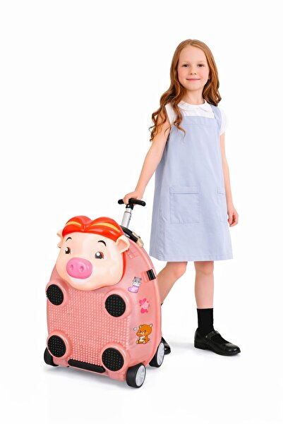 NO BRAND Valiză troler copii ride-on cu roți, bagaj cabină, design animăluț, ...