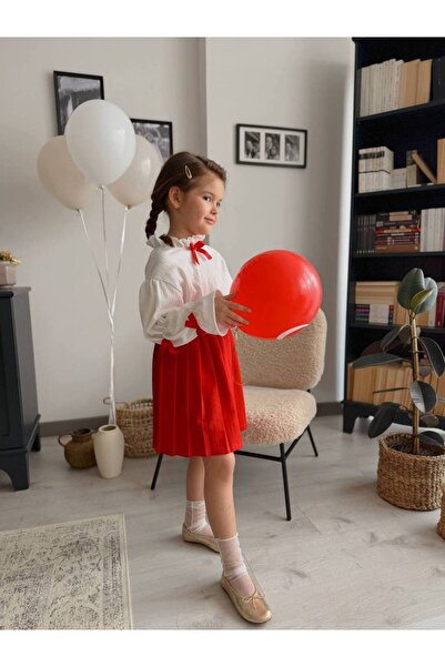 noliva bebek ve çocuk April 23 Show Team Girls' Red and White Holiday Outfit