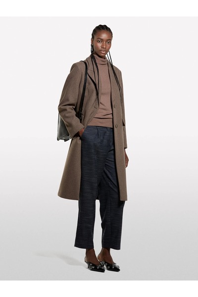 Sisley Women's Wool and Cashmere Blend Ribbed Detailed Turtleneck Sweater 325...