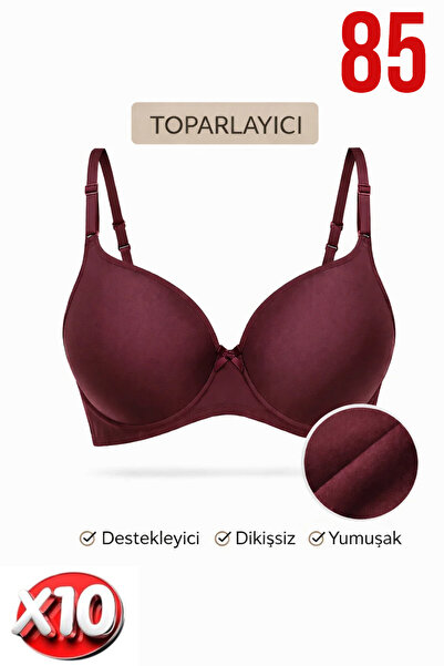 PRUSA İÇ GİYİM Women's Padded (Supported) Underwire Gathering Bra in Burgundy...