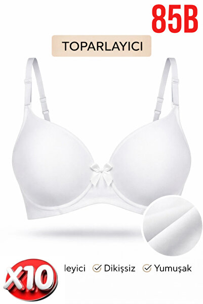PRUSA İÇ GİYİM Women's Padded (Supported) Underwire Gathering White Bra X10 (...