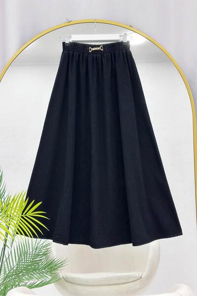 VOLT CLOTHİNG Jeans Skirt with Elastic Waist and Metal Details