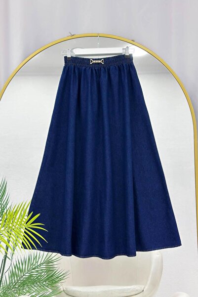 VOLT CLOTHİNG Τζιν φούστα με λάστιχο στη μέση και μεταλλικές λεπτομέρειες