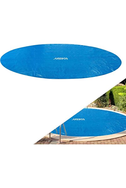 arebos Pool Solar Tarpaulin Round Diameter 3.66 m Blue