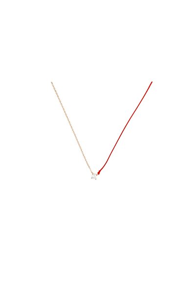 PETIT-ATELlER Red Cord and Gold Chain Dainty Female Solitaire Zircon Necklace...