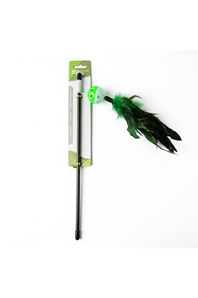 MPET Cat Teaser Wand - Interactive Feather and Jingle Bell Toy - 35cm