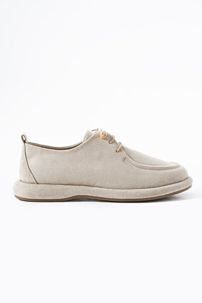 Siena Shoes Leo Kadın Bağcıklı Loafer Bej Süet