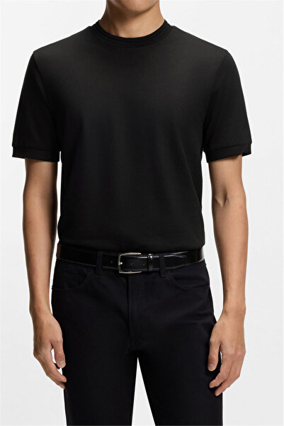 BOSS H Thompson 70 Erkek Bisiklet Yaka T-Shirt Siyah