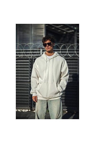 Narnuga Oversize Full Zip Long Sleeve Cardigan - White