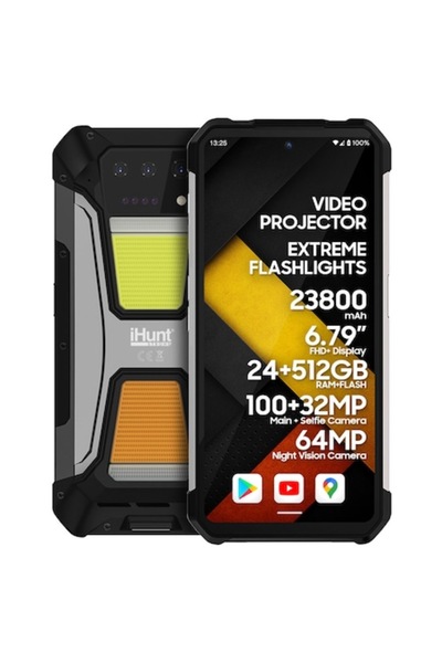 iHunt Telefon mobil Tank 2 Pro, Proiector video laser, 6.79" 120Hz, 512GB, 23...