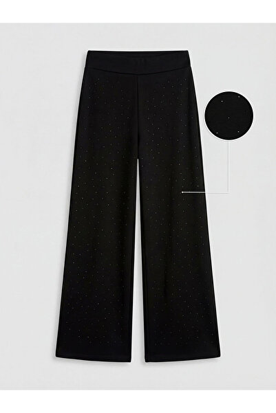 LC Waikiki Μαύρο γυναικείο παντελόνι φόρμας Soft Touch Stone από την GÜLİS GİYİM