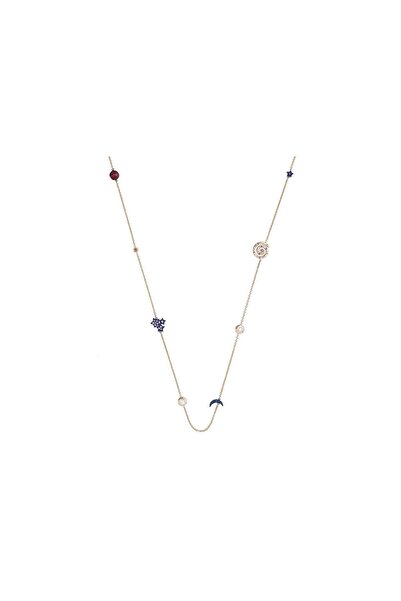 PETIT-ATELlER Female Long Gold Chain Celestial Multi Charm Station Necklace M...