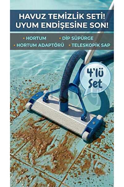 Ekonef Havuz Temizlik Seti HORTUM + DİP SÜPÜRGE + HORTUM ADAPTÖRÜ + TELESKOPİ...