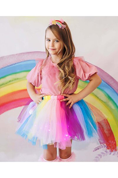 fustite cu luminite Outfit with Little Lights, Rainbow, 2 Pieces - 7-9 years ...