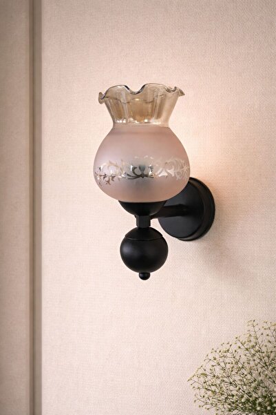 Ömür Avize شمعدان حائط من الزجاج الأسود بتصميم السلطان كاملي