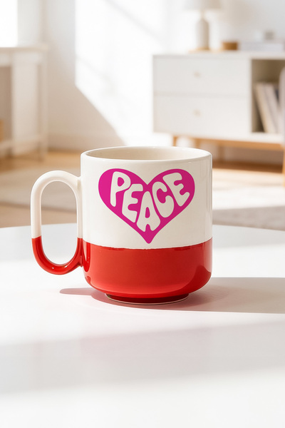 BB TRADE Peace Heart Design Ceramic Printed Pro Mug 330ml