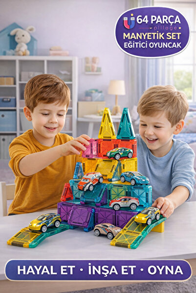 TOYFEST مجموعة ألعاب تعليمية مغناطيسية صغيرة مكونة من 64 قطعة |   لعبة بناء ث...