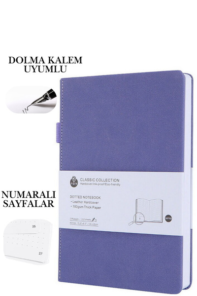 Vox Art Dolma Kalem Uyumlu, Numaralı Not Defteri 14*21cm, 110gr Noktalı 220 s...