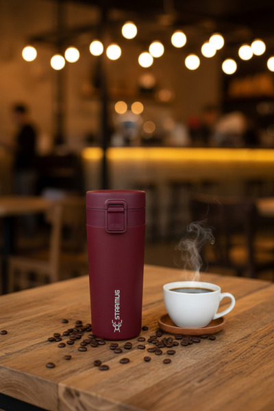 Star Termos Tuşlu Mug Termos 380 ML Paslanmaz Çelik Sızdırmaz 6 Saat Sıcak 12...