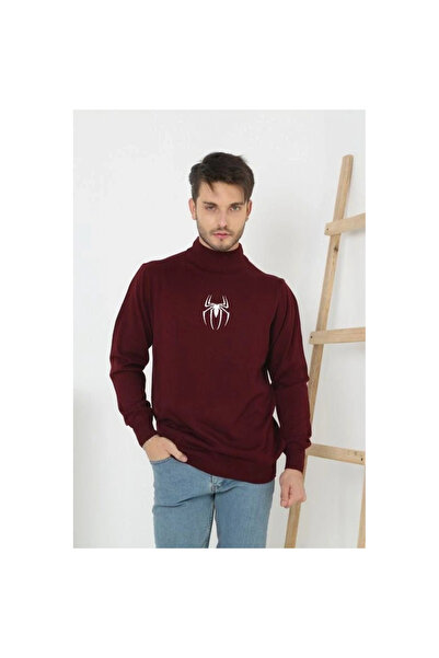 Narnuga    Printed Half-Thigh Long Sleeve Woven Knitwear - Claret Red