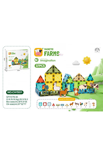 oydaş oyuncak Magnetic Farms Manyetik Çiftlik Seti 52 Parça Manyetik Blok 5.5...