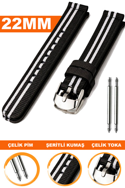 COBRA 22mm Saatlerle Uyumlu Nato Kumaş Teksil Saat Kordonu Kayışı F32GR
