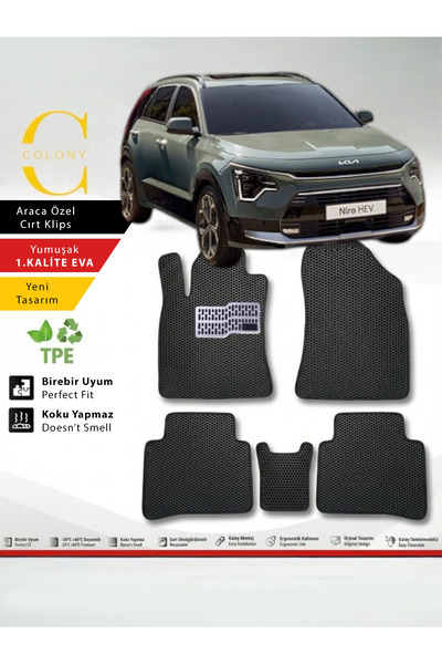 COLONY Kia Niro Ev Elektrik 2022+ Hücreli Premium 1.Kalite Eva Paspas Seti Pa...