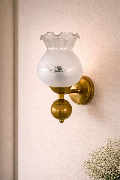 Ömür Avize شمعدان حائط من الزجاج السلطاني بتصميم كلاسيكي ذهبي عتيق