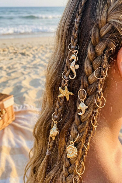 PETEK AKSESUAR SET DE 20 DE CUBURI DE PĂR CU FIGURI MARINE DIN COCHILII DE MARE