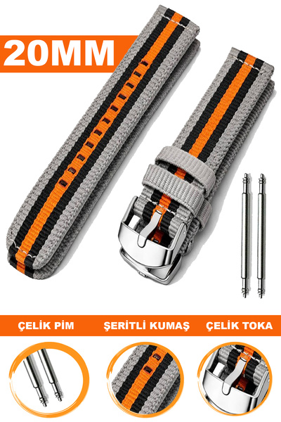 COBRA 20mm Saatlerle Uyumlu Nato Kumaş Teksil Saat Kordonu Kayışı F32GR