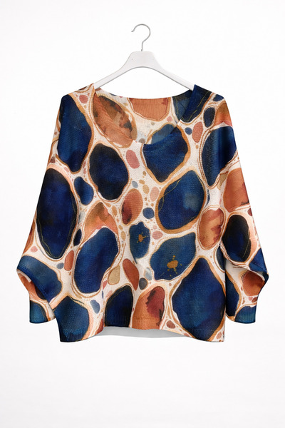 günay boutıque Patterned Oversize Mercerized Blouse